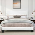 thumbnail image 1 of Amolife Queen Bed Frame , Platform Bed Frame with Upholstered Velvet Headboard, White, 1 of 7