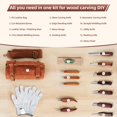 thumbnail image 3 of Wood Carving Kit, 16Pcs Wood Carving Tools with PU Leather Storage Bag and Anti-Slip Cut-Resistant Gloves, Deluxe Wood Whittling kit for Woodworking and Crafting, 3 of 7