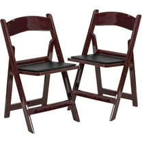 Bowery Hill Vinyl Padded Seat Folding Chair in Mahogany (Set of 2)