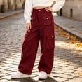 thumbnail image 5 of YunPes Girls Baggy Cargo Pants Multi Pocket Elastic Waist Wide Leg Pants Spring Fall Outdoor Casual Hiking Pants Kids Preppy Wear, 5 of 5
