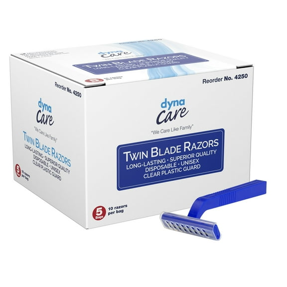 dyna Care Razor Twin Blade Blue 50 per Box 4250
