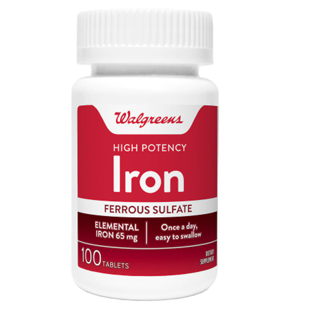 Walgreens HighPotency Iron 65mg, Ferrous Sulfate 325mg, Tablets100.0ea