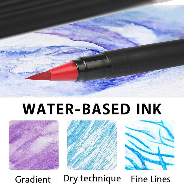Zenacolor 48 Watercolor Brush Pens, Multicolor Art Paintbrush Tip Markers