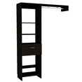 thumbnail image 5 of JERFIT Modern 5-Shelf Freestanding Closet Organizer with Drawer & Hanging Rod, Particle Board Storage Cabinet for Bedroom, Black, 5 of 7