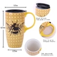 thumbnail image 4 of Coffee Ceramic Mug Porcelain Latte Tea Cup With Lid 17oz. Bee, 4 of 7