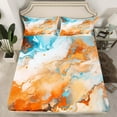 thumbnail image 2 of Erosebridal Marbling Bed Sheets Set Twin Size - Tie Dye Sheet Set, Bedding Set Orange Blue Tie Dyed Sheets Marble Abstract Top Fitted Sheet with 1 Pillow Case, 2 of 6