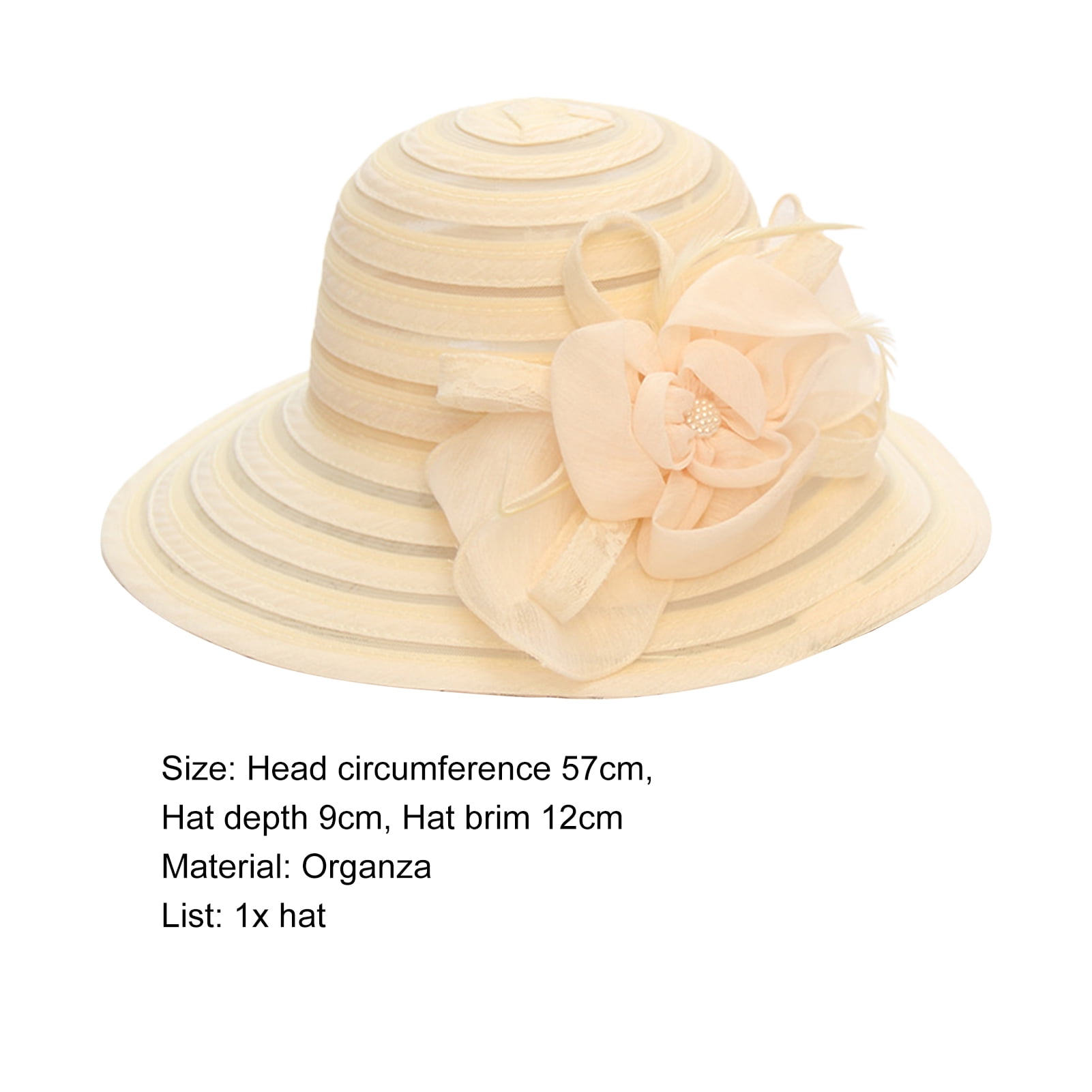 SPRING PARK Women Foldable Kentcky Derby Church Hat Organza Flower Wedding Tea Party Fascinator Hat Wide Brim Sun Hat Walmart