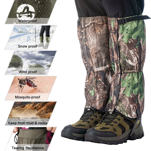 1 Pair Leg Gaiters Breathable Water-Resistant Fastener Tape Design Adjustable Snow Boot Gaiters Leg Guards for Hunting Climbing