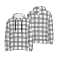 thumbnail image 6 of Bingfone Gray Checkboard Men's Drawstring Hoodie Long Sleeve Pocket Sweatshirts-Small, 6 of 6
