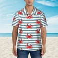 thumbnail image 2 of Kdxio Mignons Crabes Rouges avec Imprimé Nautique Chemises Hawaïennes pour Hommes Femmes, Été Hawaïen Manches Courtes Décontracté Coupe Ample Boutonnée, Petit, 2 of 7