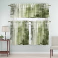 thumbnail image 5 of Collage Art Curtain Valances Set Abstract Green Oil Painting Texture Retro Kitchen Curtains 36&nbsp;inch Length Rod Pocket Valance and Tiers 3 Piece Set Small Bedroom Bathroom Laundry Decor, 5 of 9