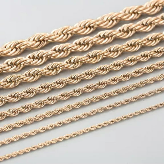 HOOUN Stainless Steel Twisted chain Rope Necklace Fashion Hip Hop Rose Gold 3/4/6/8mm-4mm-20 in