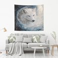 thumbnail image 2 of WOBOGO White Wolf with Blue Eyes Tapestry 80×60in Home Living Room Bedroom Wall Hanging Ornaments, 2 of 10