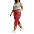 thumbnail image 6 of BUIGTTKLOP Plus Size Capri Pants for Women Casual Summer Stretch Straight Leg Cargo Capris Rolled Hem Cropped Trouser with Pockets, 6 of 8