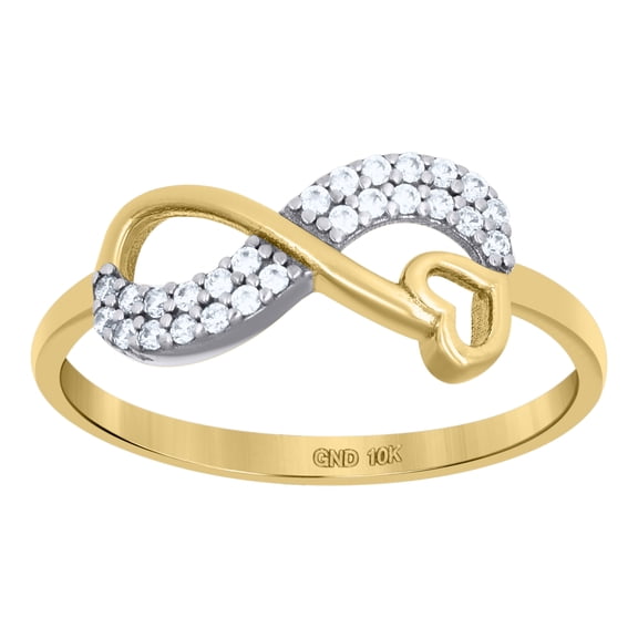 10kt 10k Two-Tone Gold Womens Cubic-Zirconia Love Symbol Infinity Heart Ring
