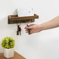 thumbnail image 4 of MyGift 1 Piece Vintage Brown Wood Floating Shelf with 4 Antique Metal Key Hooks, 4 of 7