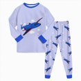 thumbnail image 2 of CAUYDY 5T 6T 7T 8Y 9Y 10Y Child Boy Sleepwear Clothes for Kids Long Sleeve Shirt Elastic Pants 2Pcs Cute Set Boys Fall Winter Pajamas Sizes 6-7 Years,Blue, 2 of 7