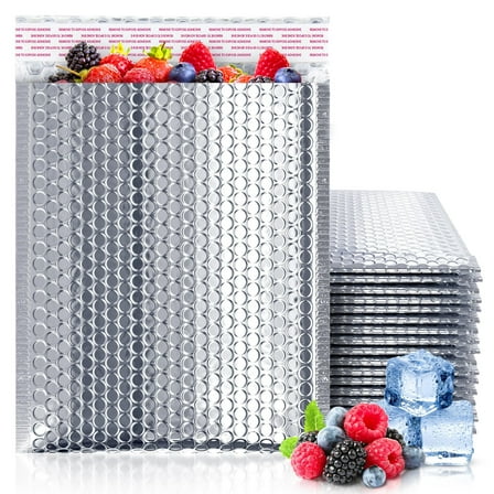 10 Pack Silver Cool Shield Bubble Mailers 8" x 11" Thermal Shipping Bags /w Peel and Seal