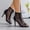 Black, variant on Women Breathable Mesh Lace up Peep Toe Stiletto Heel Ankle Booties Plus Size Transparent High Heel Summer Party Sandals Black 6(37)
