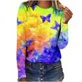 thumbnail image 2 of WAGUTH Women's Tie Dye Crew Neck Long Sleeve T-Shirts Casual Colorful Print Pullover Tops for Daily Streetwear Spring Fall Wear,3XL, 2 of 5