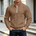 thumbnail image 5 of VBVC Men's Quarter Zip Mock Neck Pullover with Pockets , Long Sleeve Outdoor Sweatshirt For Men, Khaki , S-3XL, 5 of 10
