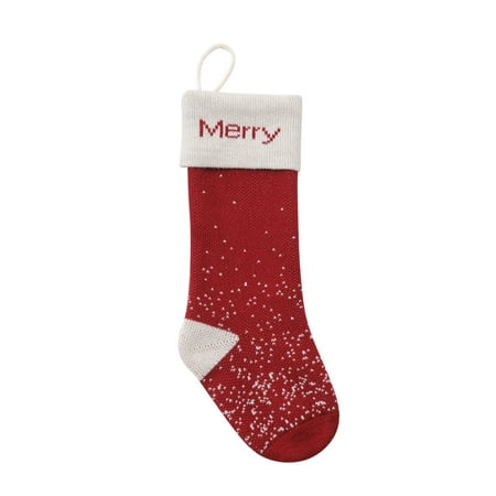 

MENRKOO 2022 Women Socks Christmas Letter Printed Stocking Wool Pendant Christmas Decorations Gift Bag Socks Red