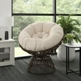 thumbnail image 4 of Merrick Lane Papasan Style Woven Wicker Swivel Patio Chair in Brown with Removable All-Weather Beige Cushion, 4 of 12