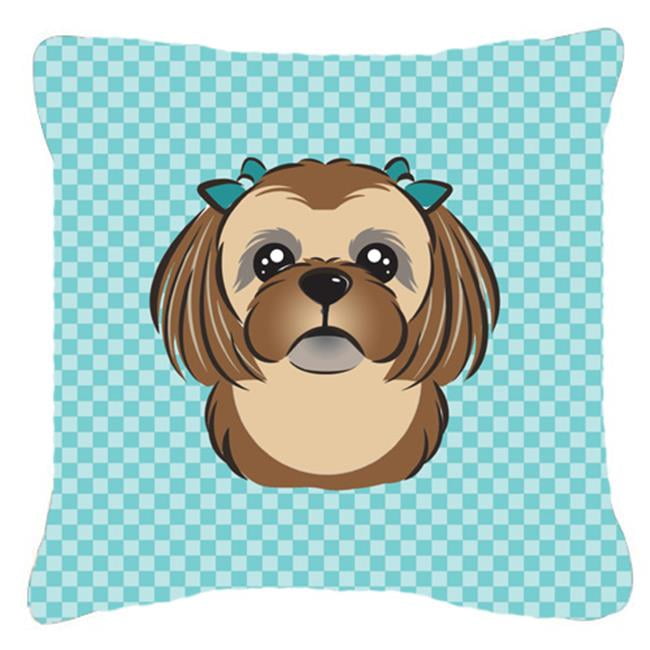 Carolines Treasures BB40PW40 Checkerboard Blue Chocolate Brown Inspiration Shih Tzu Decorative Pillows Carolines Treasures BB40PW40 Checkerboard Blue Chocolate Brown Inspiration Shih Tzu Decorative Pillows