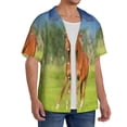 thumbnail image 2 of Gukieu horse running freely Print Men's Short-sleeved Shirts, Button-down Pocket Shirts, T-shirts, Beach Vacation Travel Summer Clothing-Small, 2 of 5