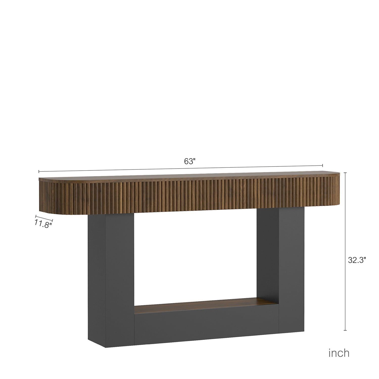 Hommoo 62.9-Inch Farmhouse Wooden Console Table, Narrow Hallway Sofa Table for Living Room, Entryway, Foyer & Behind Sofa, Walnut