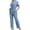 Light Blue, variant on Ndbuld Scrub Set for Women V-Neck Scrub Top & Jogger Pants Women Solid Color Loose Drawstring Pants Pocket Caregiver Short Sleeve V-Neck Blouses Nursing Uniform Set Summer Clearance,Army Green,S
