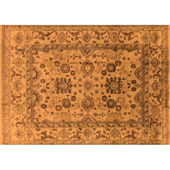 Ahgly Company Indoor Rectangle Oriental Orange Traditional Area Rugs, 7' x 9'