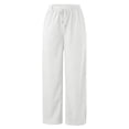 thumbnail image 4 of Womenss Straight Leg Pants Womens's Solid Color High Waist Slim Fit Corduroy Straight Leg Pants Drawstring Elastic Waist Casual Pants Petite Pants for Womens Elastic Waist, 4 of 4