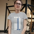 thumbnail image 3 of Tee Hunt Back The American Flag T-Shirt Police Law Enforcement Women's T-Shirt Tee, Gray, Small, 3 of 5