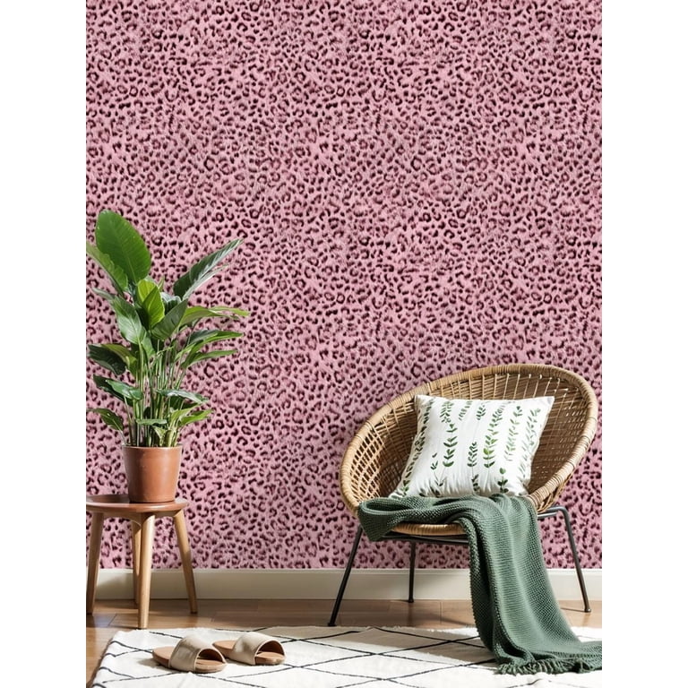 Boho Peel and Stick Wallpaper Pink Leopard Print Subtle Texture
