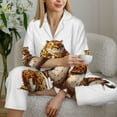 thumbnail image 6 of Pajama Sets for Women 2 Pcs, Cartoon Cheetah With Attitude Button Down Long Sleeve Sleepwear Lounge PJ Sets, 6 of 6