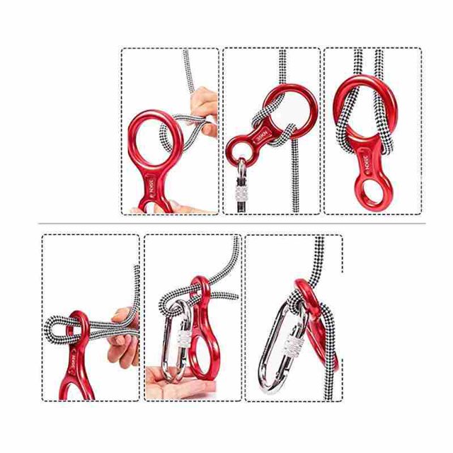 Equipo de descenso Dispositivo de descenso 35kN Descensor de aluminio Figura 8 Descensor Escalada para recreación al aire libre 1 pieza ZefeiWu 8390612548741