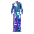 thumbnail image 3 of Haitryli Kids Girls Jazz Hip Hop Dance Outfit Metallic Long Sleeve Bomber Jacket And Pants Set Disco Party Dancewear Blue 14, 3 of 7