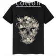 thumbnail image 2 of Ropa infantil con estampado de calavera de gato, camiseta de algodón de verano para niños y niñas, ropa infantil personalizada de manga corta negra, 2 of 5