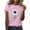 Pink, variant on Summer Top for Womens Cute Flowers Print T-Shirts Casual Round Neck Short Sleeve Blouses Fashion Loose Pullover Tops