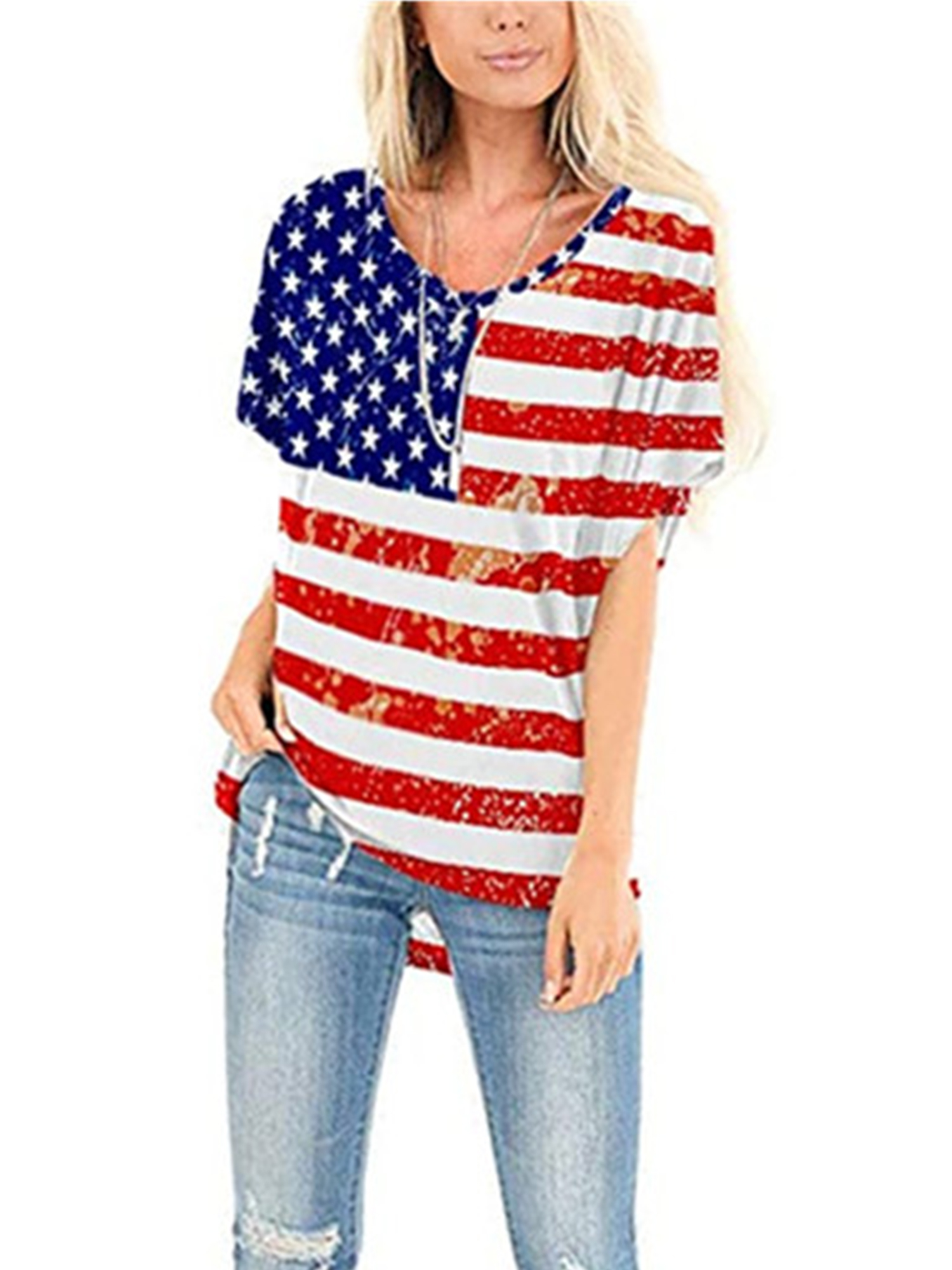 BANGELY American Flag Cold Shoulder Shirt Women 4th of July Patriotic Shirt  Stars Stripes Short Sleeve Top Tees (Blue, Small) at  Women's Clothing  store