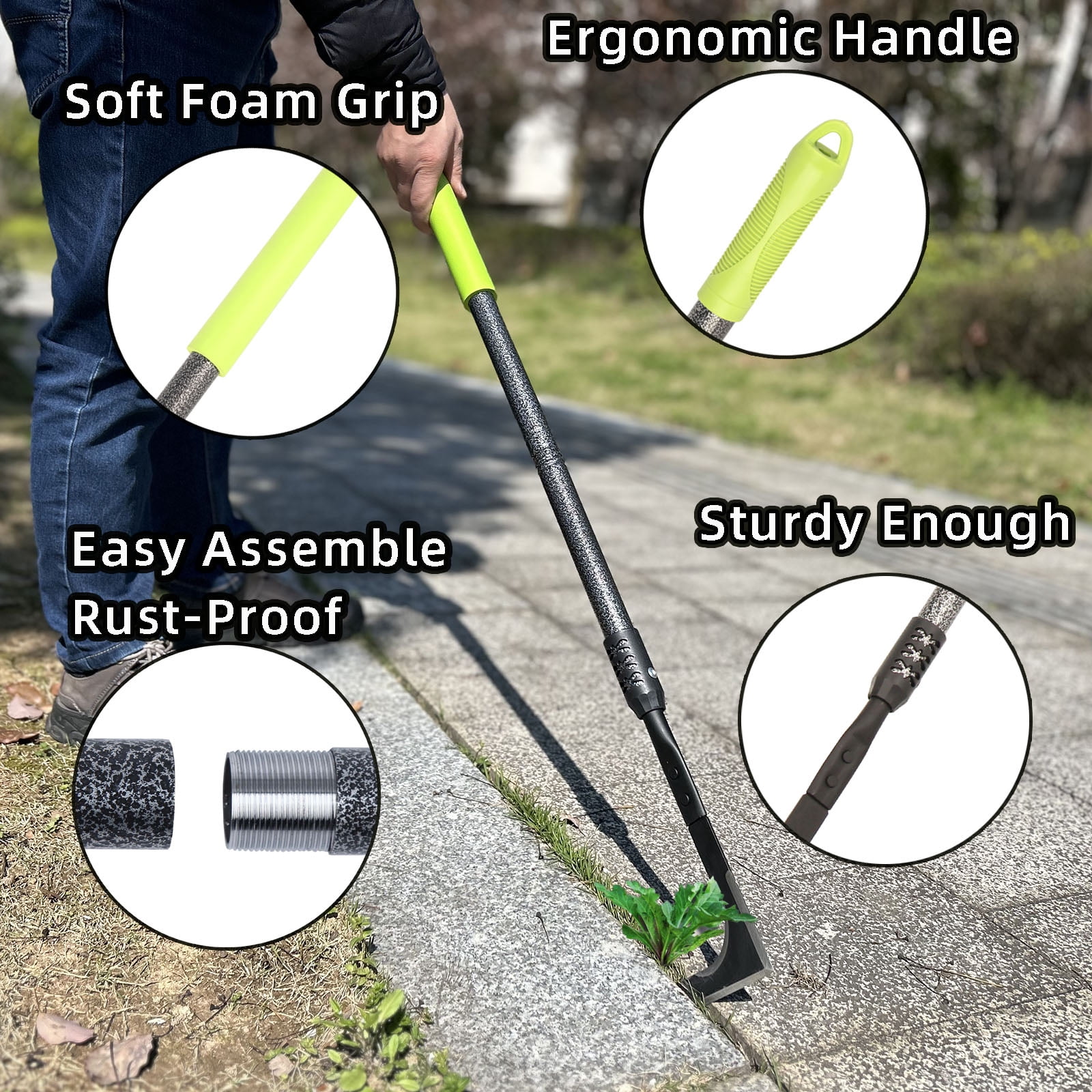 YARTTING Crack Weeder, Manual Crevice Weeding Tool with Adjustable Handle, Weed Puller Tool for Garden Sidewalk Yard Grass Paver Deck Boards Wall Gaps