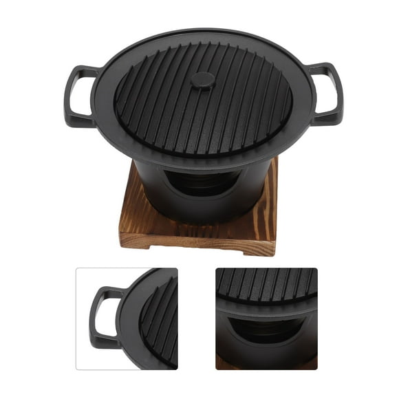 Hibachi Grill, Portable Size Mini Barbecue Grill Wooden Frame for Home