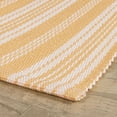 thumbnail image 5 of Ticking Stripe Gold/Ivory Handwoven Indoor/Outdoor Rug, 2'6" x 8' Runner, 5 of 6