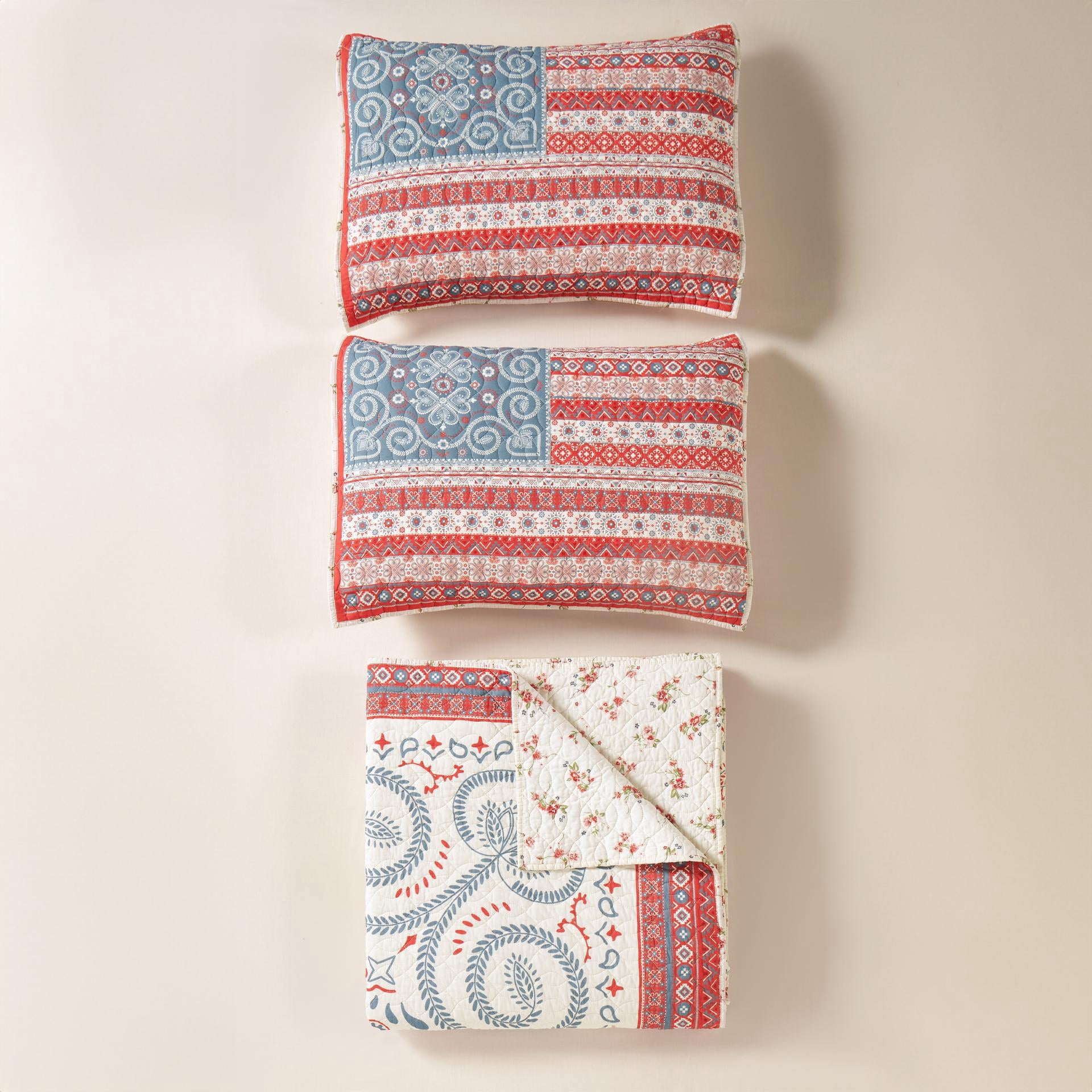 Boho Americana 3-Piece Cotton Reversible Quilt Set - King, All Ages