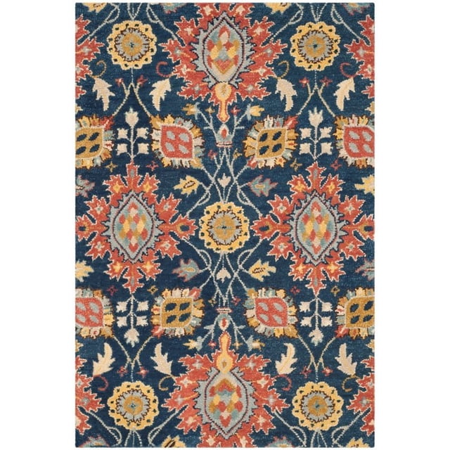 Safavieh Collection Roslyn ROS565A Tapis en Laine Fait Main Marine et Multi (4 Pieds x 6 Pieds)