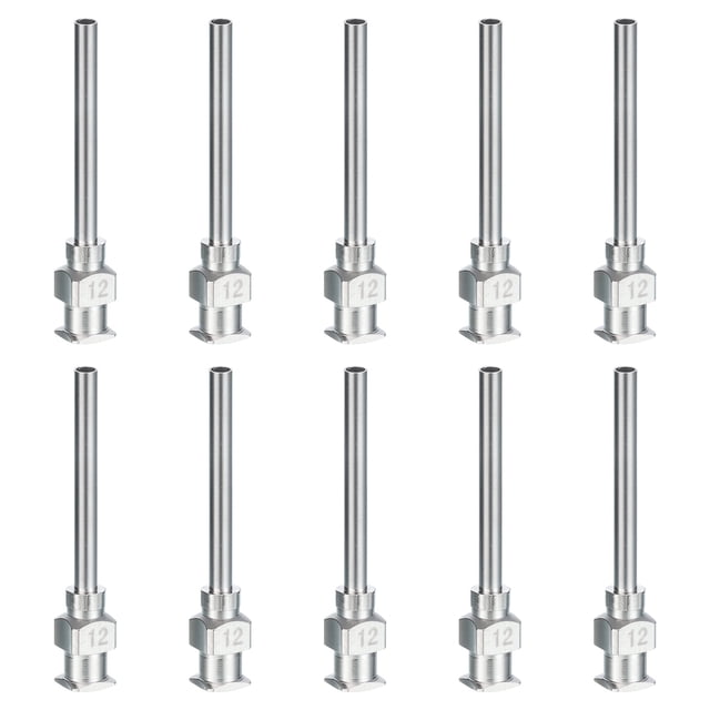 Unique Bargains 10 Pcs 12G 1 Inch Blunt Tip Dispensing Needle with Lure Lock for Refilling Liquid Inks Adhesives