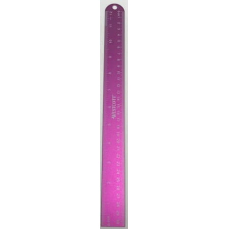 Westcott 12" Aluminum Ruler, Berry