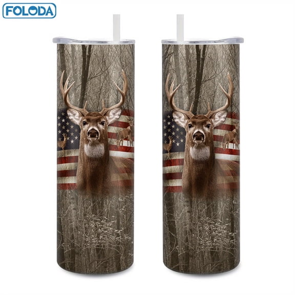 Deer Gifts Stainless Steel Insulated Tumblers Coffee Travel Cup Gifts for Men Boyfriend and Dad Husband Father For Christmas Valentine's Day Birthday Best Gifts 20 oz With Lid Straw Mug-Proof Tumbler