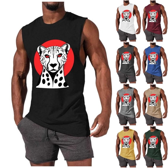 BVOFAR Tank Tops Men Casual Sleeveless Graphic Tees Loose Fit Print Muscle T Shirts Athletic Workout Tops